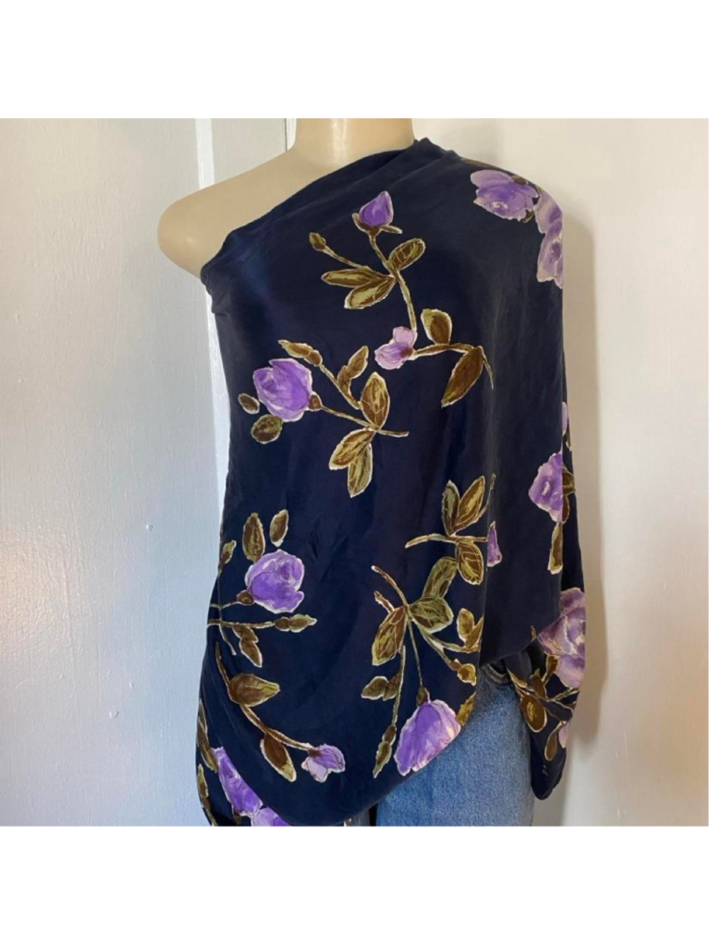 Navy blue silk blouse